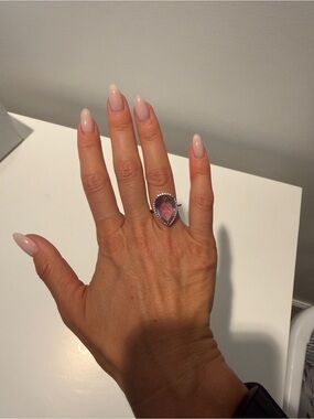 Sterling Teardrop Pink Gemstone Ring